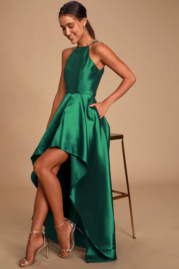 Broadway Show Emerald Green High-Low Maxi Dress | Lulus (US)