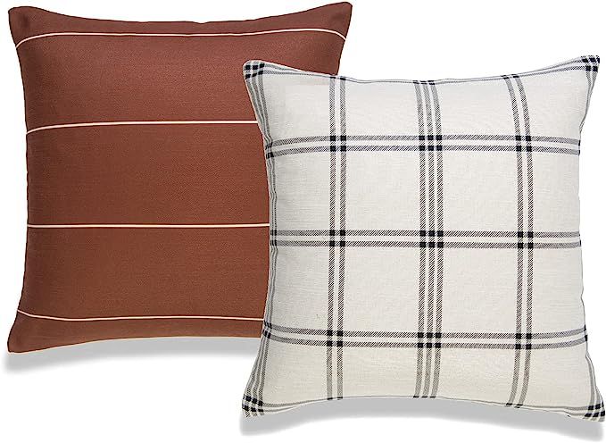 Amazon.com: Hofdeco Modern Boho Decorative Throw Pillow Cover ONLY, for Couch, Sofa, Bed, Rust St... | Amazon (US)