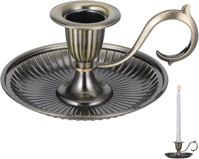 HOMSFOU Retro Taper Candle Holder with Handle Vintage Zinc Alloy Candlestick Tabletop Decor for P... | Amazon (US)