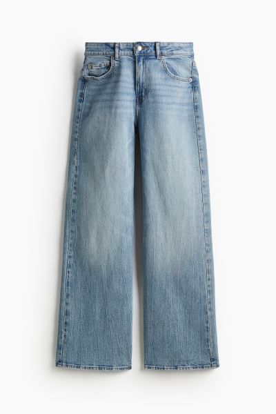 Wide High Jeans - High waist - Long - Light denim blue - Ladies | H&M US | H&M (US + CA)