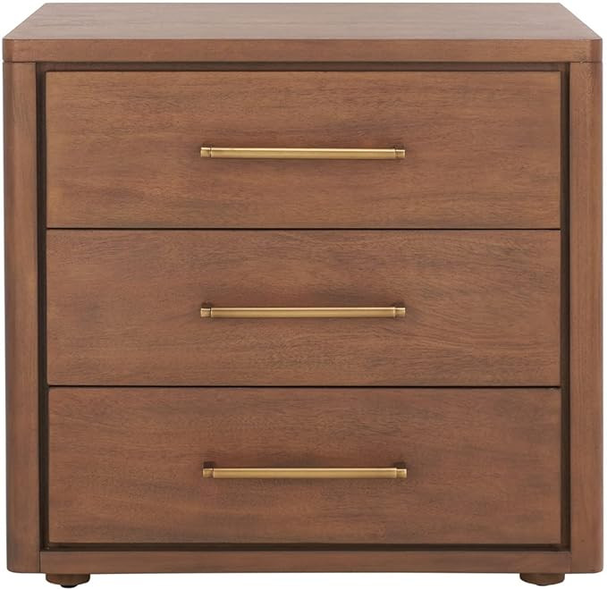 SAFAVIEH Brown (Fully Assembled) Couture Home Collection Rosey 3-Drawer Wood Nightstand | Amazon (US)