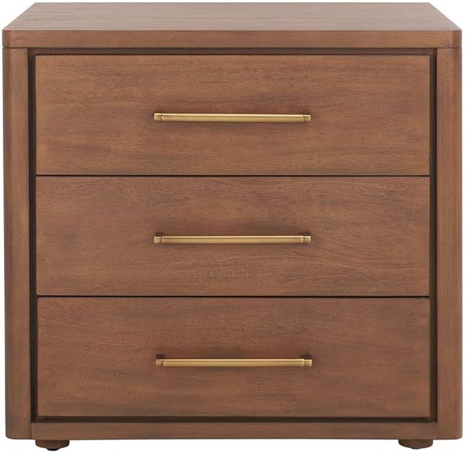 SAFAVIEH Brown (Fully Assembled) Couture Home Collection Rosey 3-Drawer Wood Nightstand | Amazon (US)