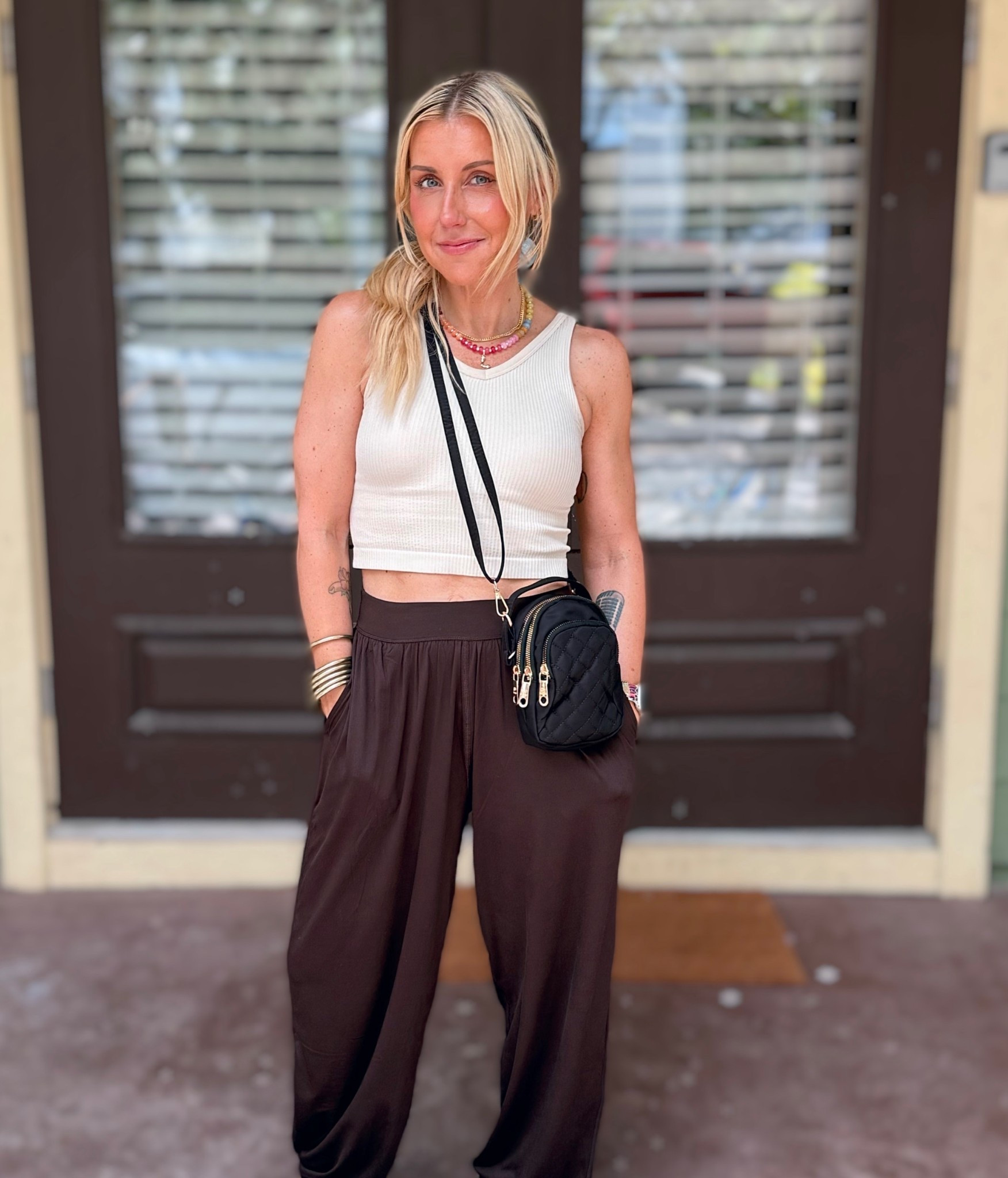 Okaaay with this cutie pie crossbody for $10!!!!. I can fit my lipgloss, card case and iPhone (Pro max 16) in this little baby. 