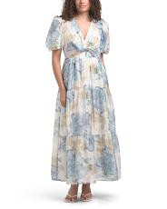 Linen Blend Voile Floral Maxi Dress | TJ Maxx