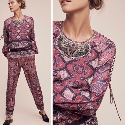 Anthropologie Twelfth Street Cynthia Vincent Rosewood Beaded Neck Jumpsuit M  | eBay | eBay US