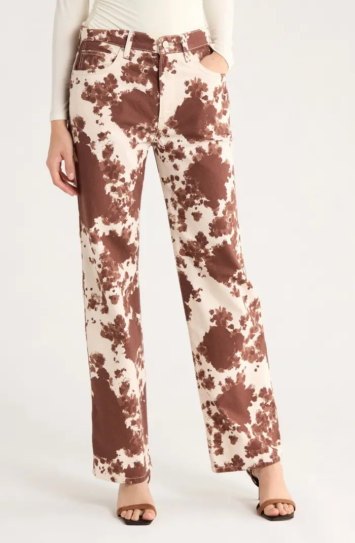 Val '90s High Waist Cowhide Print Jeans | Nordstrom