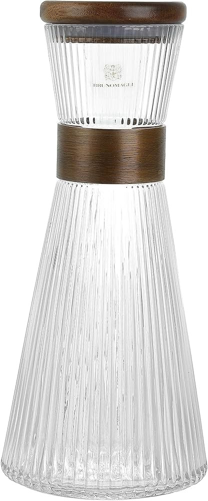 Amazon.com: Bruno Magli Ribbed Glass Carafe with Wood Lid | Airtight Clear Glass Pitcher for Wate... | Amazon (US)