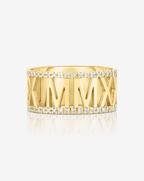 Diamond Roman Numeral Personalized Ring | Ring Concierge