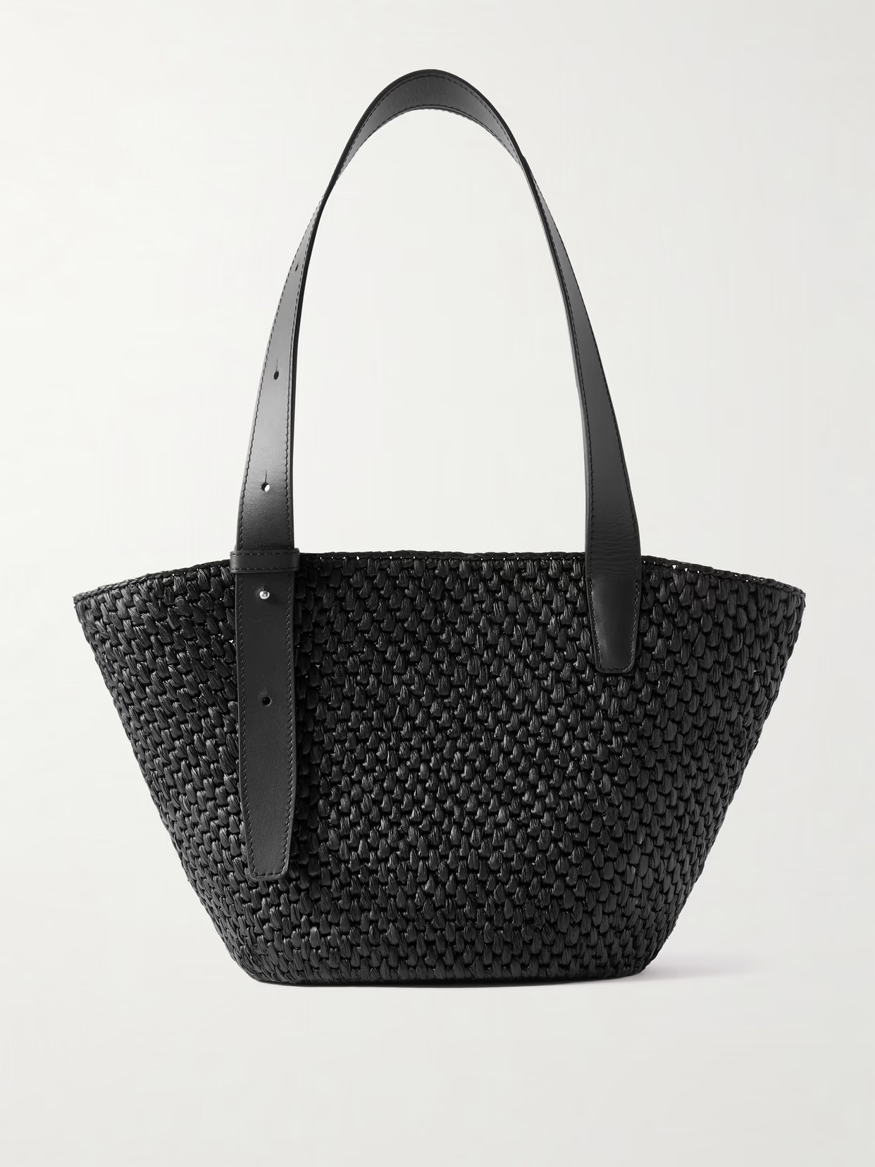 LIÉ STUDIO - The Bianca Small Leather-trimmed Raffia Tote - Black | NET-A-PORTER (UK & EU)