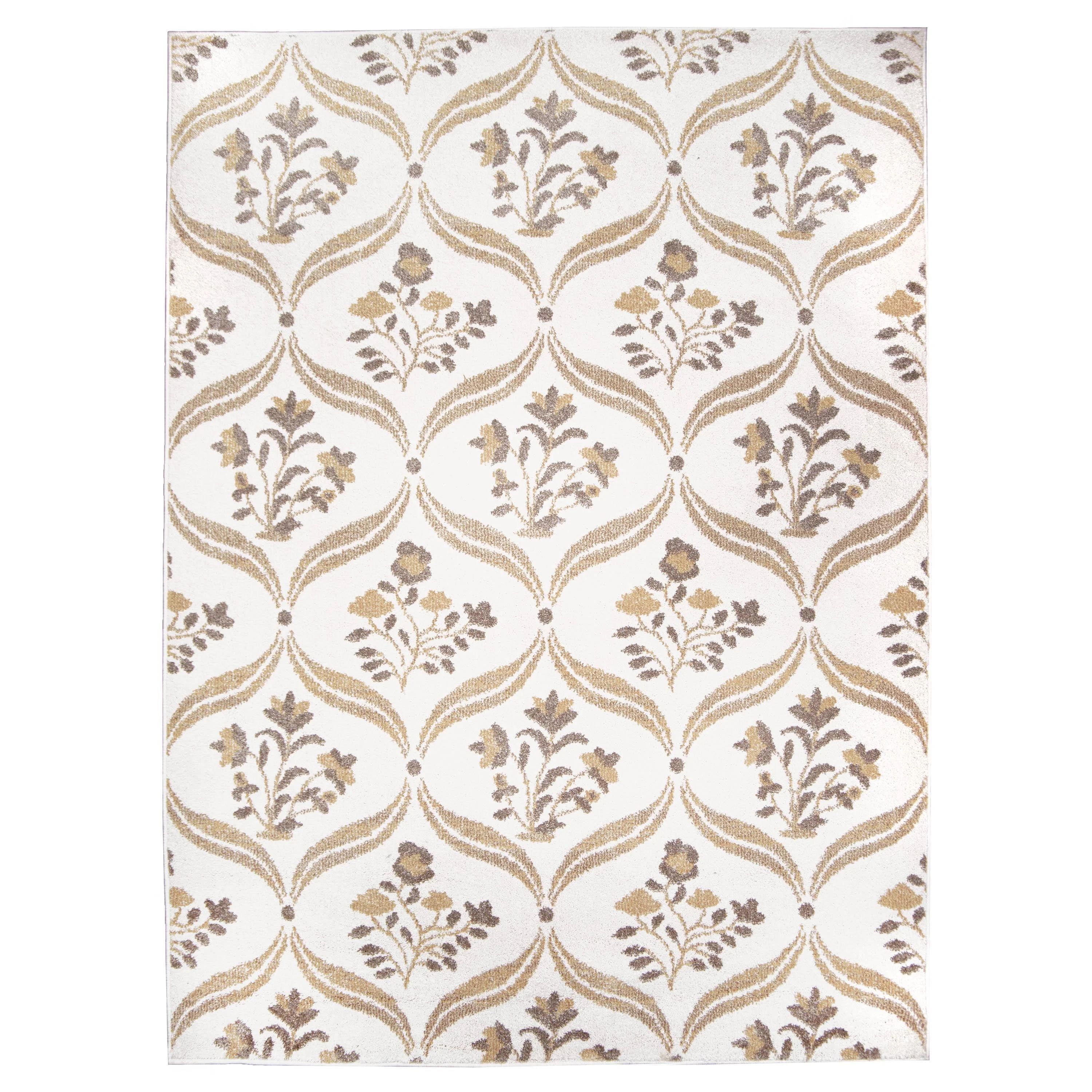 My Texas House Willow 7'10" x 9'10" White Floral Indoor Area Rug | Walmart (US)