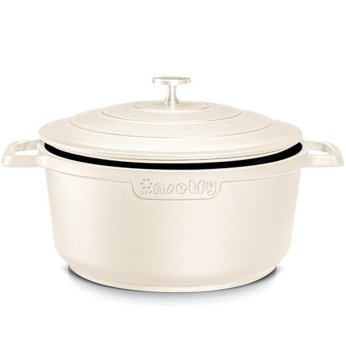 INSETFY Large Dutch Oven Pot with Lid-7.5QT Cast Aluminum Oven Pot with Two Handles Lightweight for Bread Baking Braising and Roasting(Beige) | Amazon (US)