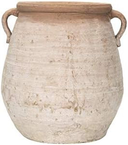 Creative Co-Op Large Orange & Whitewashed Terracotta Urn, 14 Inch High, Orange | Amazon (US)