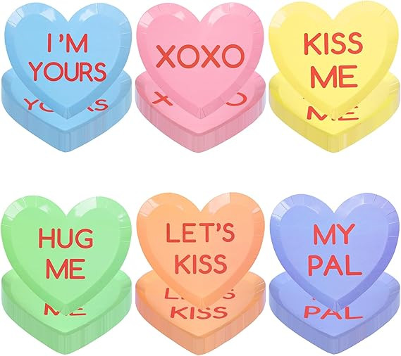 60 PCS Heart Paper Plates Valentine’s Day 9 Inch Party Plates Disposable Heart Dinner Plates De... | Amazon (US)