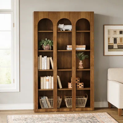70.8" Wood Bookshelf, 5-Tier Rustic Bookcase Display Storage Shelving Unit | Wayfair North America