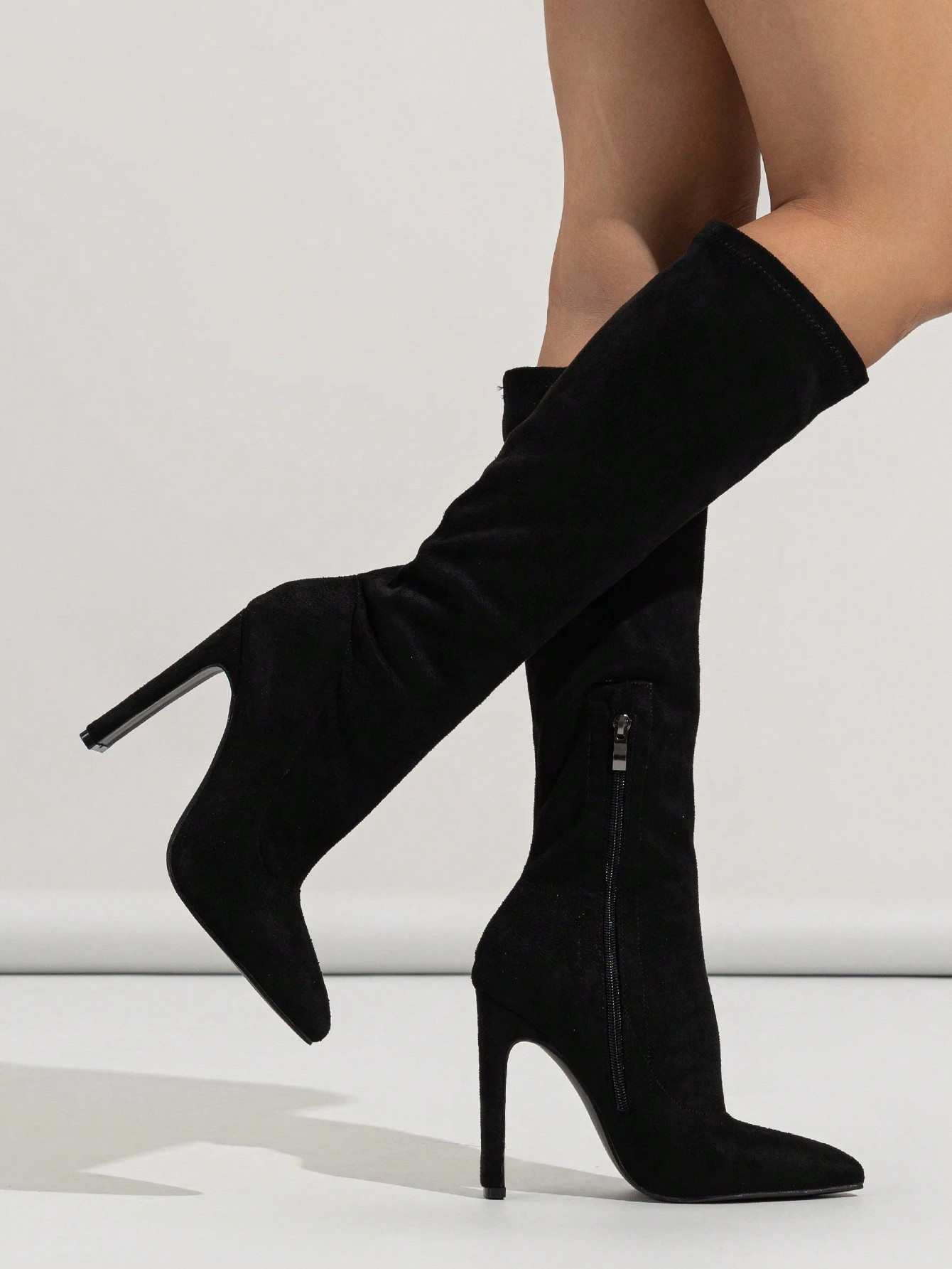 Women's Pointed Toe Fashionable Over-the-knee Boots With Side Zipper Closure, Thin High Heels & W... | SHEIN