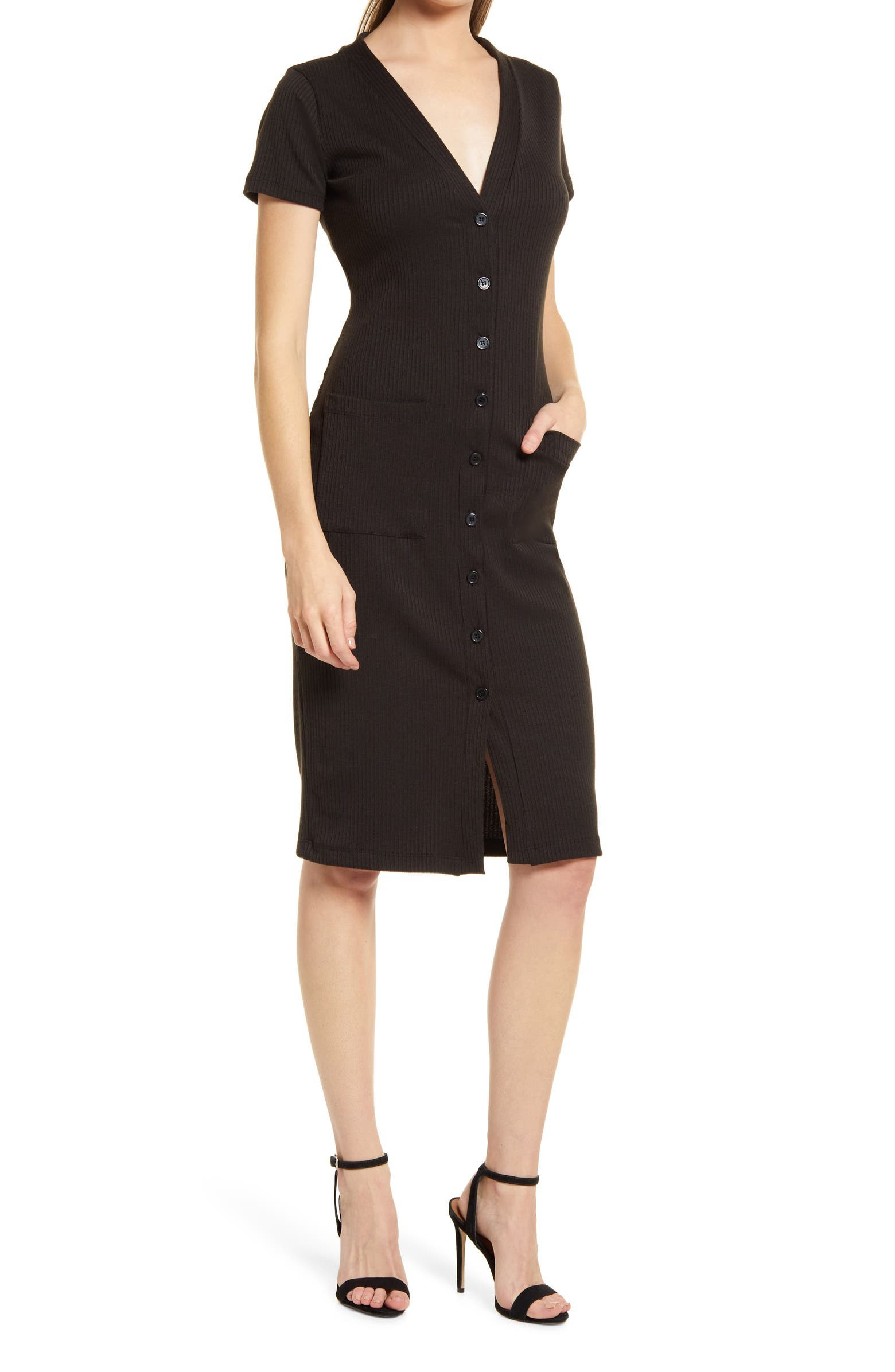 Ribbed Knit Midi ShirtdressSOCIALITE | Nordstrom