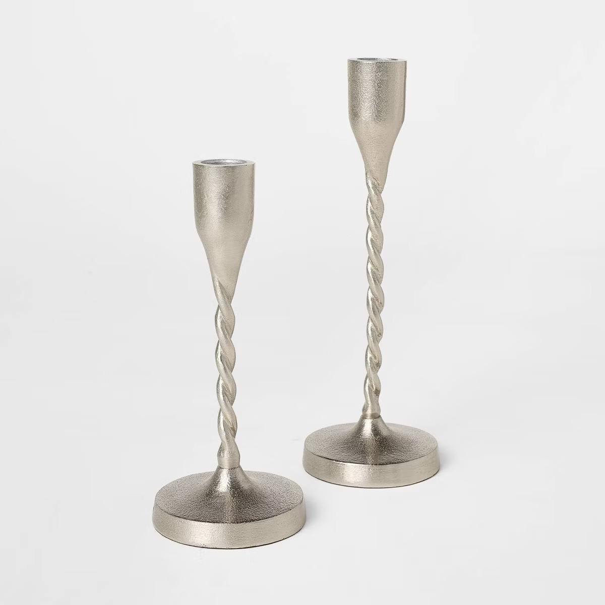 Set of 2 9"x3" Metal Taper Candle Holders Silver - Threshold™ designed with Studio McGee | Target