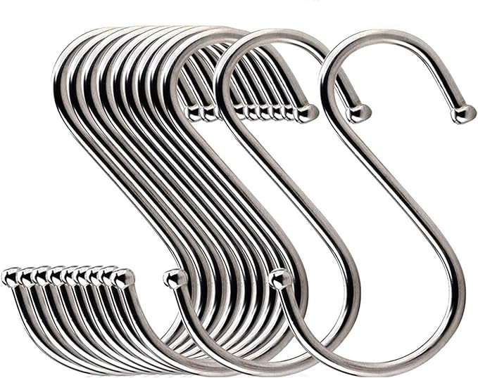 Lysas 20-Pack Round S Shaped Metal, Hooks Hangers for Kitchen, Bathroom, Bedroom and Office | Amazon (US)