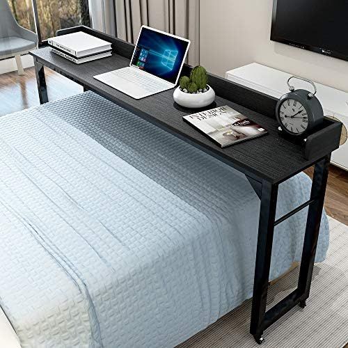 Overbed Table with 4 Wheels for Full/Queen Size Bed Frame,Works as Bar Table, Dining Table or Lap... | Amazon (US)