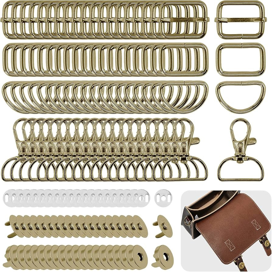 140Pcs Bronze 1 Inch / 25mm 5 Styles Purse Hardware Buckles Set, 18mm Magnetic Snap Buttons; D Sh... | Amazon (US)