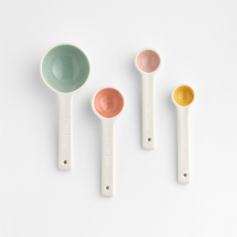 Bloom Ceramic Measuring Spoons, Set of 4 | Crate & Barrel | Crate & Barrel