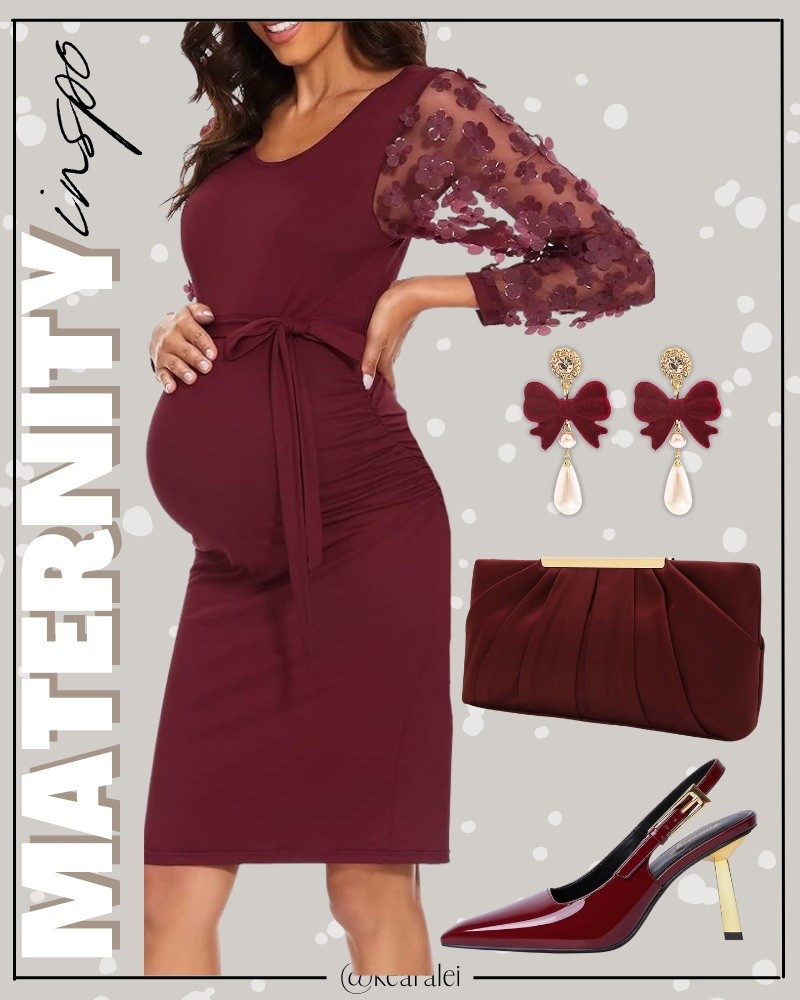 Maternity Holiday outfit, maternity Christmas outfits, holiday party outfit, burgundy maroon wine red maternity formal dress, sheer mesh burgundy maternity dress floral appliqué sheer mesh long sleeve  dress with burgundy maroon wine red patent leather pointed toe strappy sling back kitten heels high heels holiday shoes velvet bow pearl drop earrings maroon burgundy red suede velvet clutch purse handbag dressy elegant Christmas party holiday party looks velvet hair bow pink blush maternity pinkblush pregnancy outfit Amazon finds gift guide . . . table tablescape, Christmas outfits, holiday outfit, holiday dress dresses Christmas decor, Christmas outfit, garland, tree, wreath, gift guide for her him gift guides husband dad brother uncle grandpa father in law mom mother in law sister bff friend teenage son daughter kids toddlers baby girl boy, deals sales sale alert Amazon fashion, teacher outfits, business casual, casual outfits, neutrals, street style, Midi skirt, Maxi Dress, Swimsuit, Bikini, Travel, skinny Jeans, Puffer Jackets, Concert Outfits, Cocktail Dresses, Sweater dress, Sweaters, cardigans Fleece Pullovers, hoodies, button-downs, Oversized Sweatshirts, Jeans, High Waisted Leggings, dresses, joggers, fall Fashion, winter fashion, leather jacket, Sherpa jackets, Deals, shacket, Plaid Shirt Jackets, apple watch bands, lounge set, Date Night Outfits, Vacation outfits, Mom jeans, shorts, sunglasses, Disney outfits, Romper, jumpsuit, Airport outfits, biker shorts, Weekender bag, plus size fashion, Stanley cup tumbler, boots booties tall over the knee, ankle boots, Chelsea boots, combat boots, pointed toe, chunky sole, heel, high heels, mules, clogs, sneakers, slip on shoes, Nike, adidas, vans, dr. marten’s, ugg slippers, golden goose, sandals, high heels, loafers


#LTKHoliday #LTKBaby #LTKBump