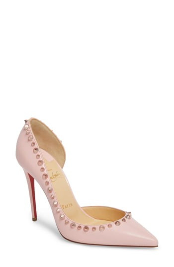 Women's Christian Louboutin Irishell Spiked Half D'Orsay Pump, Size 9US / 39EU - Pink | Nordstrom