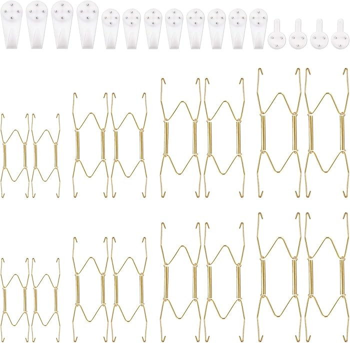 Hotop 16 Pack Plate Hanger for Wall, 6/ 8/ 10/ 12 Inch Wall Plate Hangers with 16 Pieces Hooks St... | Amazon (US)