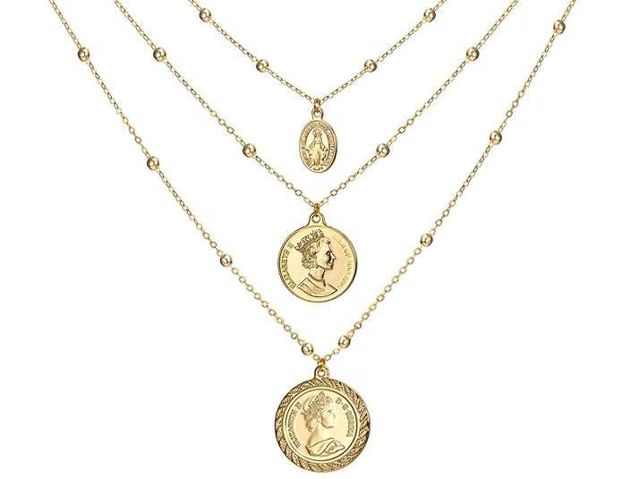 Coin Pendant Necklace 18K Gold Plated Canadian Coin (Front and Back Different Prints) Station Cha... | Amazon (US)