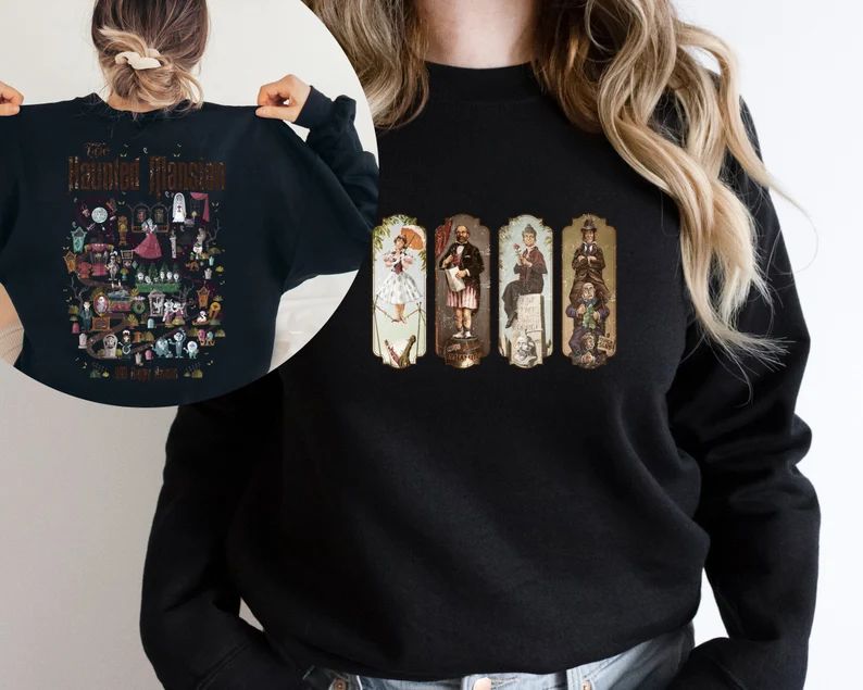 The Haunted Mansion Map Sweatshirt,Vintage Haunted Mansion Sweater,Disney Halloween Sweater,Stret... | Etsy (US)