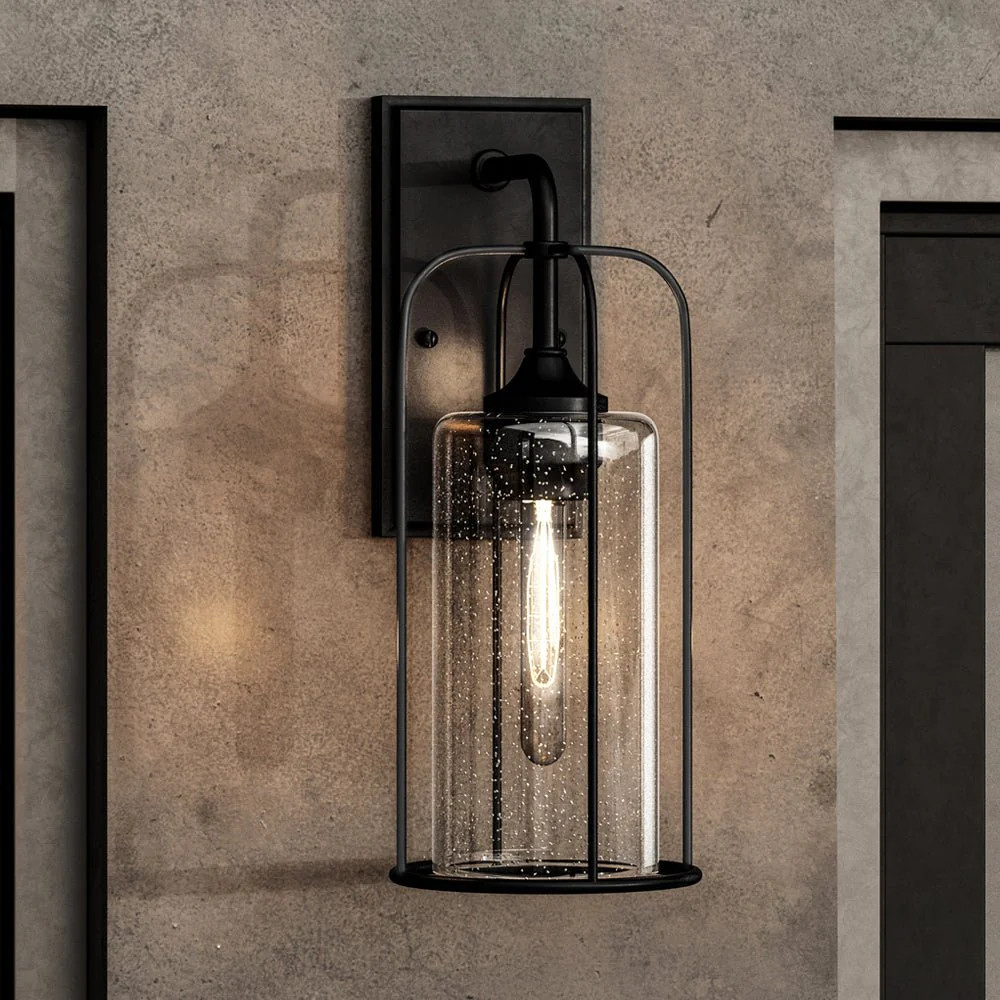 UHP1301 Farmhouse Outdoor Wall Sconce 17''H x 7.5''W, Midnight Black Finish, Henderson Collection | Urban Ambiance, Inc.