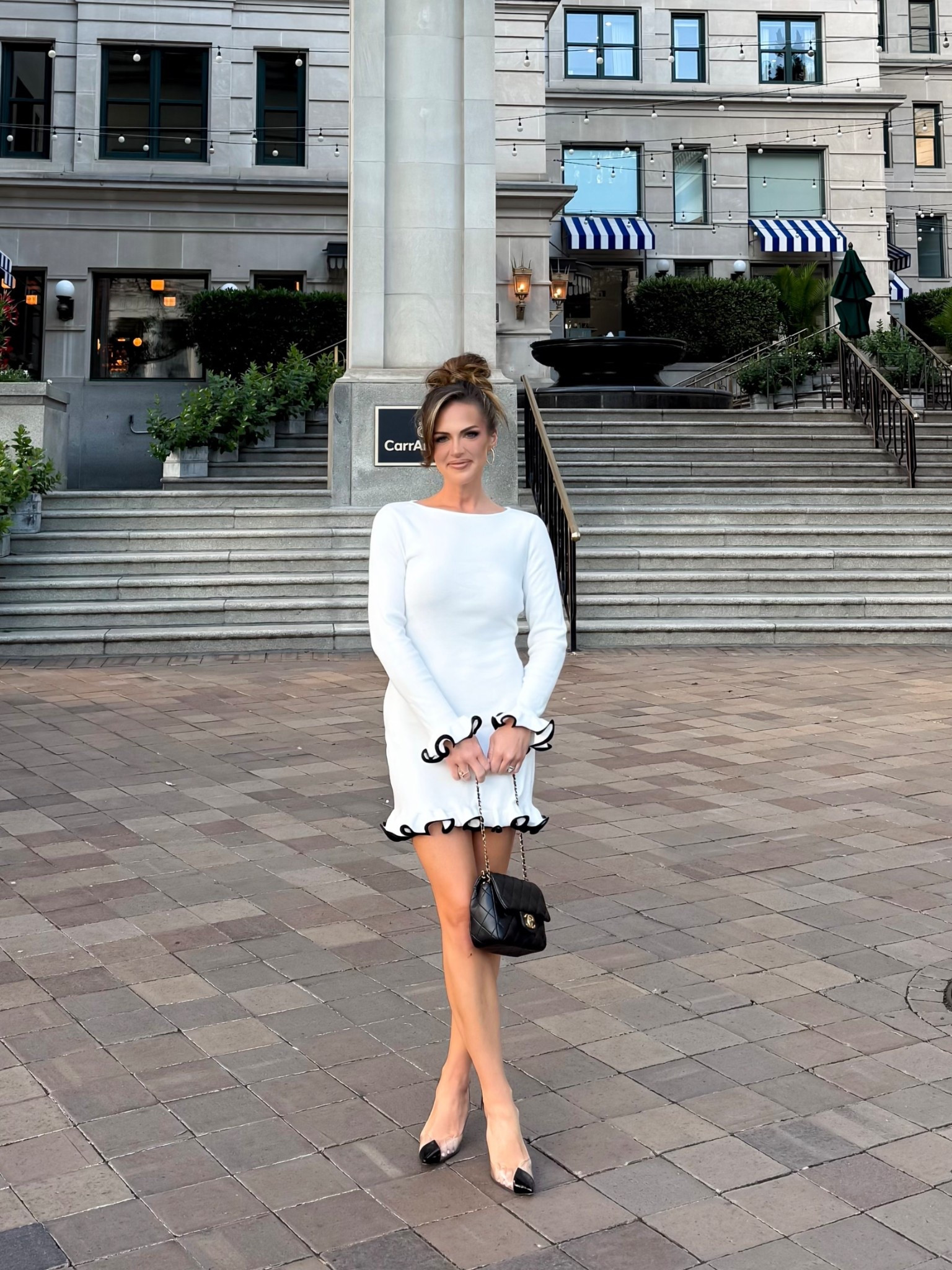 A classic lightweight sweater dress for fine dining. I love the structured ruffles on this one. Wearing a size small (if in between sizes, size down) 

#LTKTravel #LTKFindsUnder100 #LTKFindsUnder50