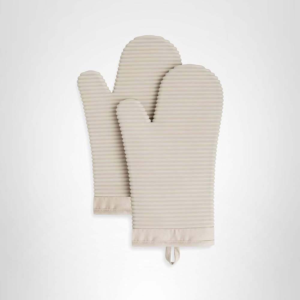 KITCHENAID Ribbed Soft Silicone Oven Mitt 2-Pack Set, 7.5"x13", Milkshake | Amazon (US)