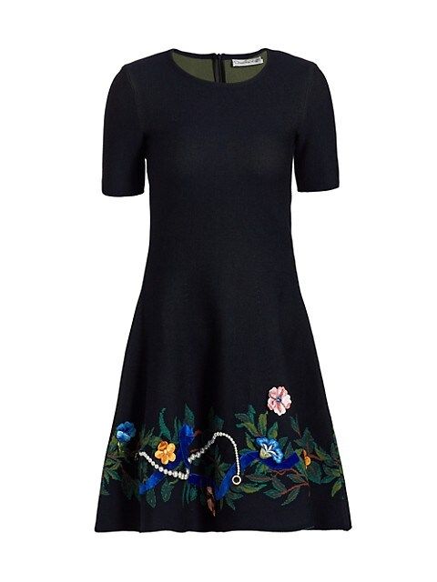 Floral Threadwork Hem Fit & Flare Dress | Saks Fifth Avenue