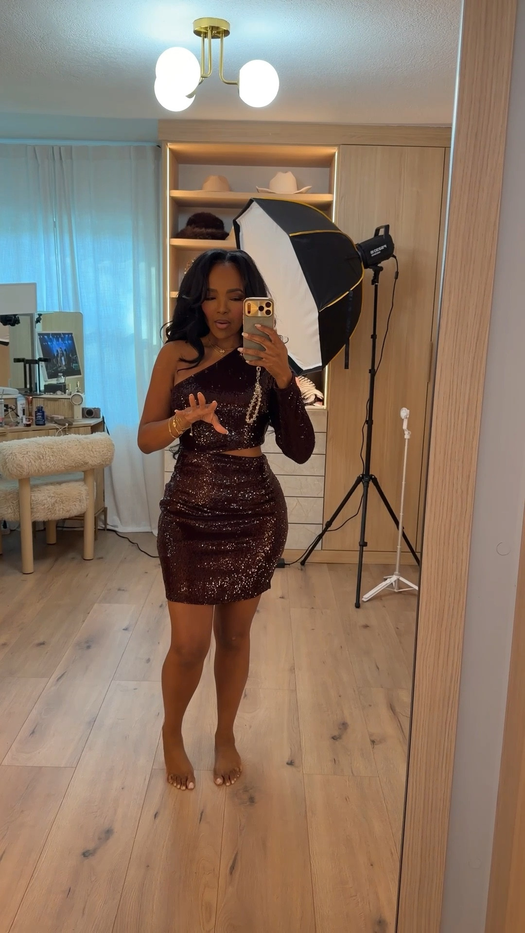 A glam sequin moment with @express ✨ This one-shoulder dress brings all the sparkle with a sleek, sculpted fit that feels festive without being overdone. The asymmetrical neckline and subtle cutout add just the right amount of drama for a standout holiday look.

Perfect for holiday parties, birthday dinners, girls’ night out, or any winter event that calls for shine.

📏 Sizing: Small (top & skirt)
Height — 5’4” | 138 lbs | Bust — 34D | Waist — 27” | Hips — 40”

chocolate sequin outfit, one shoulder holiday look, sequin mini skirt styling, festive night out outfit, winter party fashion, glam holiday style

✨ Everything linked below for easy shopping

Follow me on Instagram and YouTube @kirasfashionfinds

#LTKPetite #LTKootd #LTKHoliday