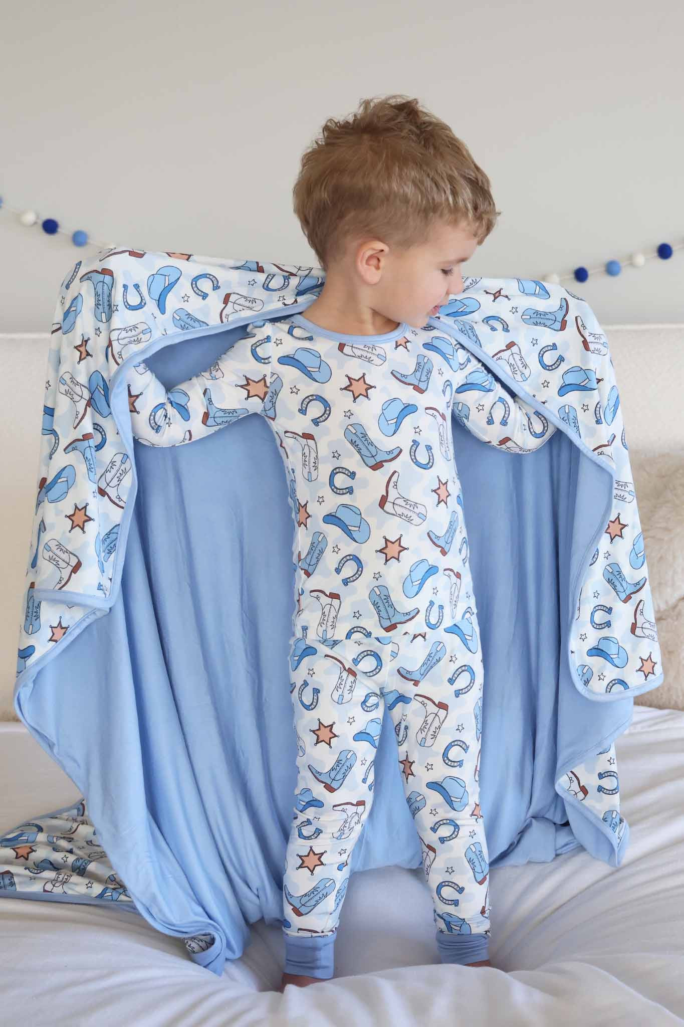 Rodeo Dreams Two Piece Pajama Set | Blue | Caden Lane