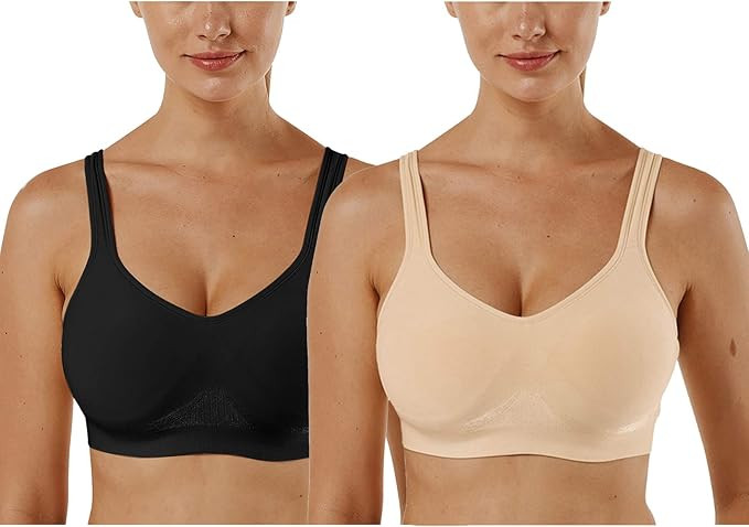 Vertvie Women's Wirefree Bras Seamless Full Coverage Plus Size Sports Bra for Sleeping Yoga Worko... | Amazon (US)