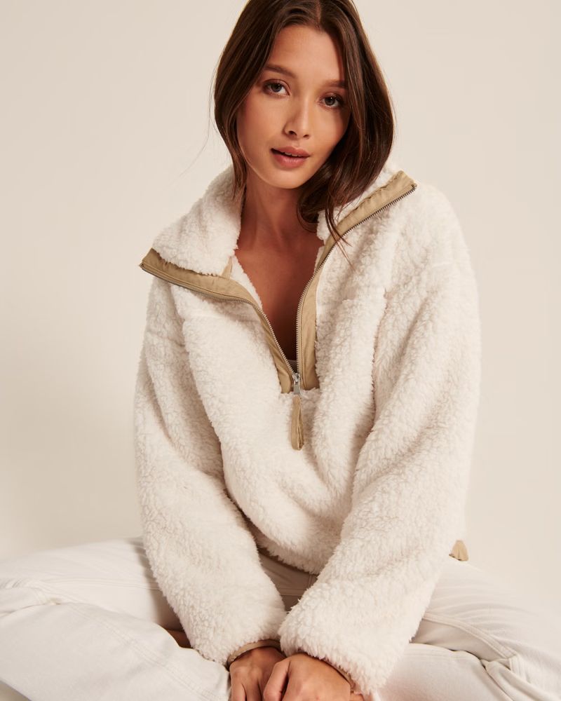 Women's Cinched Cocoon Sherpa Half-Zip | Women's Fall Outfitting | Abercrombie.com | Abercrombie & Fitch (US)