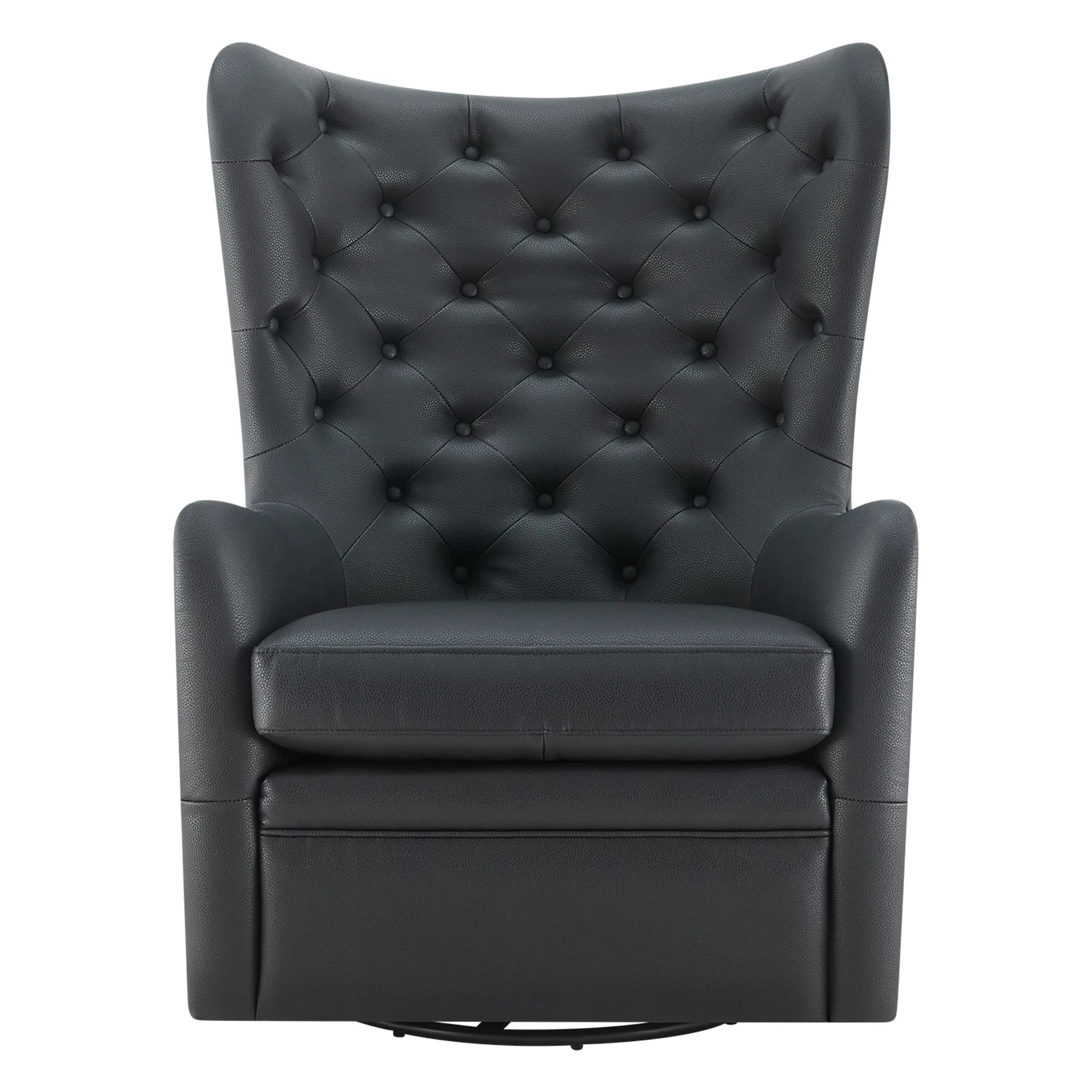 Waverly Upholstered Faux Leather Tufted Swivel Wingback Chair | Wayfair North America