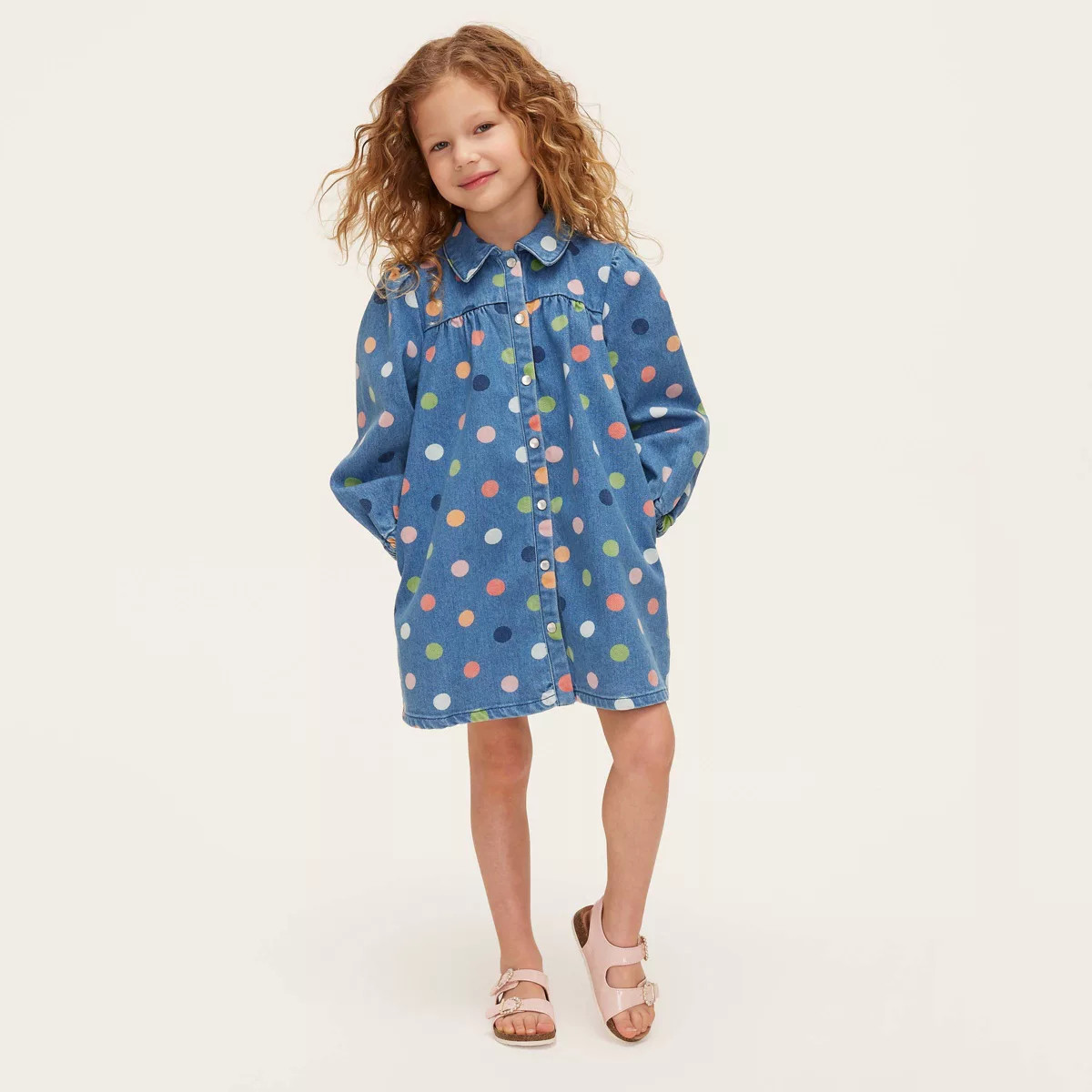 Toddler Confetti Polka Dot Denim Long Sleeve Shirtdress - kate spade new york x Target Medium Blu... | Target