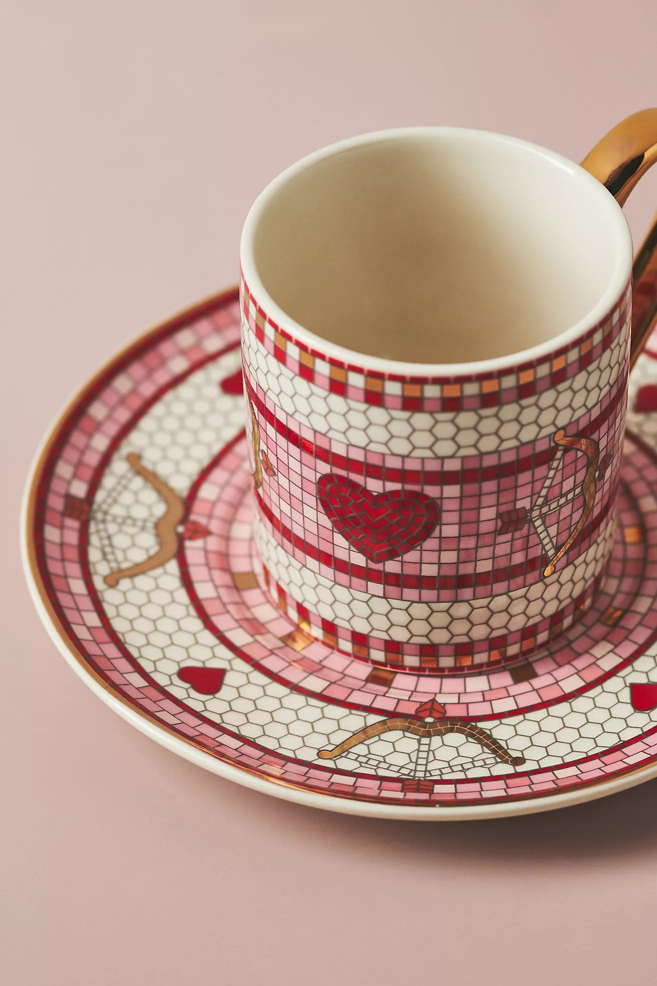 The Bistro Tile Stoneware Espresso Cup & Saucer: Valentine's Edition | Anthropologie (US)