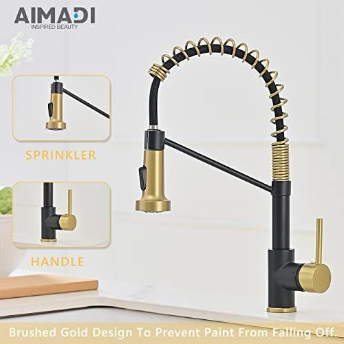 AIMADI Black Faucet Kitchen,Commercial Black Gold Kitchen Faucet Matte Black Modern Single Handle Ki | Amazon (US)