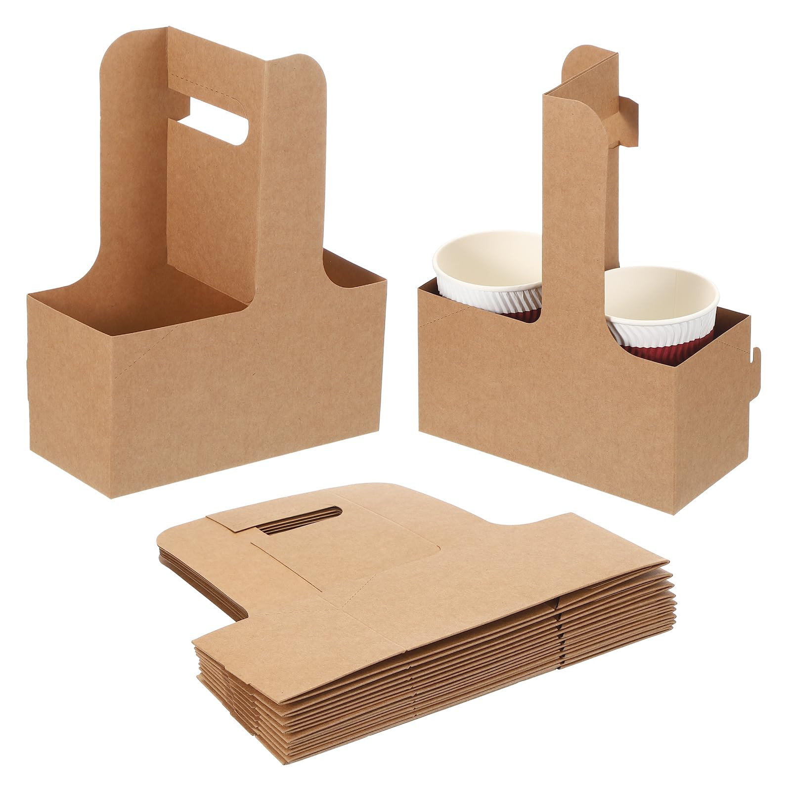 PATIKIL 2 Cup Drink Carrier with Handle, 20 Pack Kraft Paperboard to Go Coffee Cup Holder, Portab... | Amazon (UK)