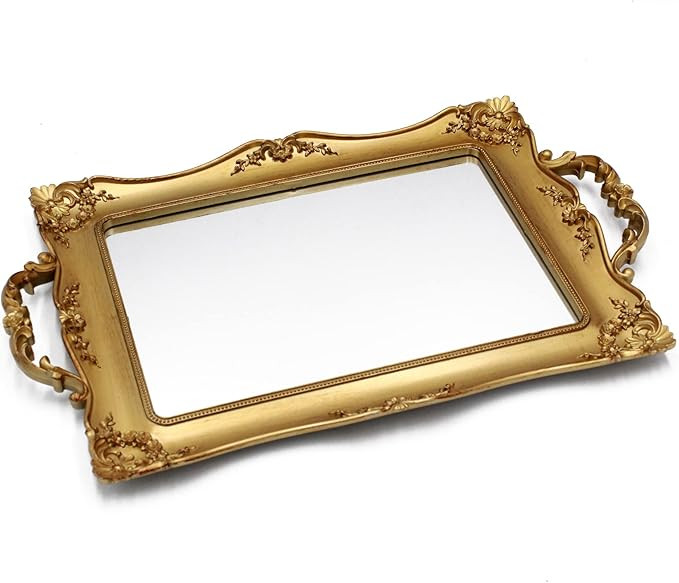 Tstarer Antique Decorative Gold Framed Square Mirror Tray, Jewelry & Cosmetics Organizer for Dres... | Amazon (CA)