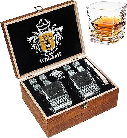 Whiskey Stones Gift Set - Heavy Base Glasses For Scotch Bourbon Drinker- Whisky Rocks Chilling St... | Amazon (US)