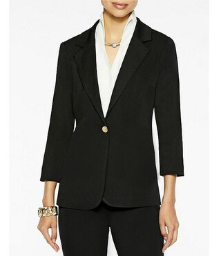 Ming Wang Notch Lapel 3/4 Sleeve One Button Knit Jacket | Dillard's | Dillard's
