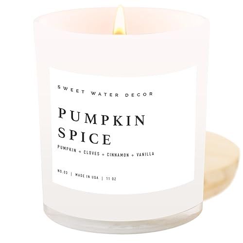 Sweet Water Decor Pumpkin Spice Soy Candle | Pumpkin | Cloves | Buttercream | Cinnamon | Smoke Em... | Amazon (US)