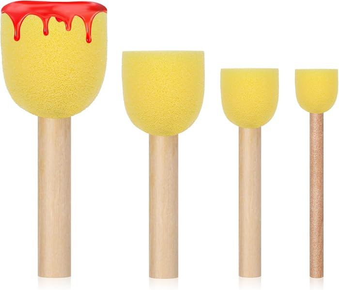 4PCS Round Sponges Brush Set Circle Art Sponge Brushes Paint Sponges for Acrylic Painting and Fac... | Amazon (US)