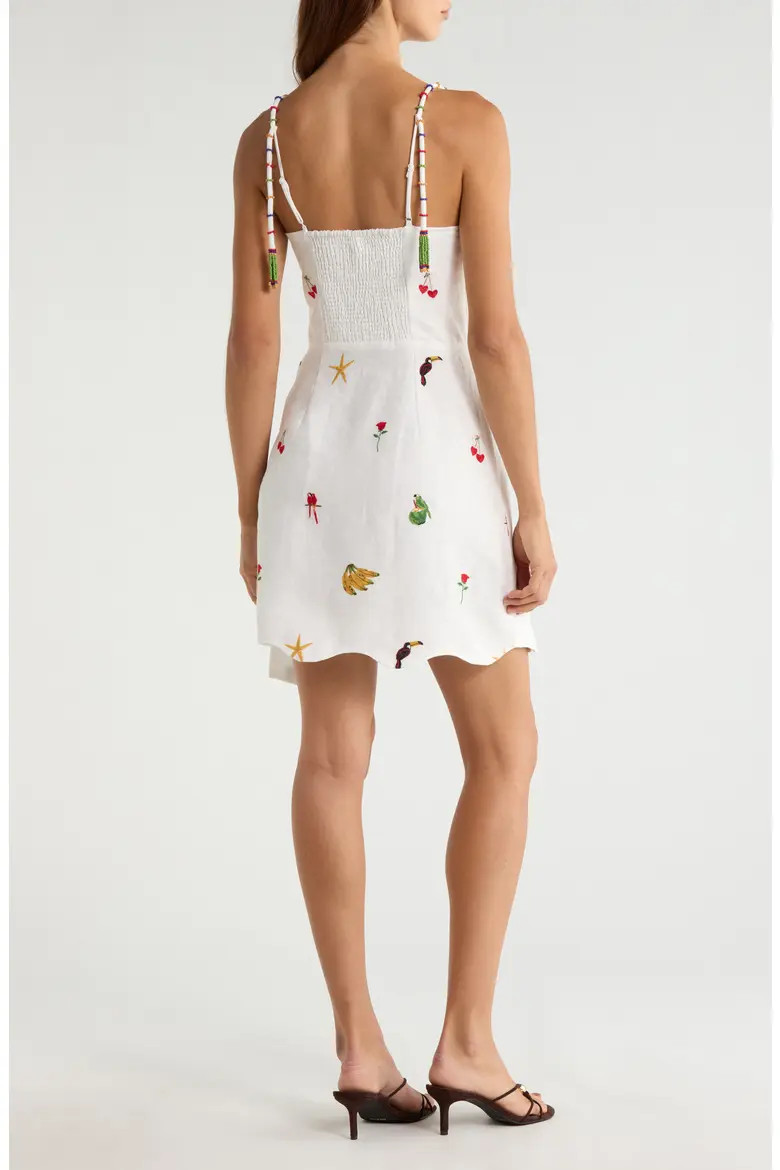 Cool Day Embroidered Side Tie Linen Minidress (Women) | Nordstrom | Nordstrom
