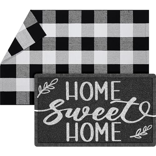 Geelin 2 Pcs Home Sweet Home Doormat 30'' x 18'' Rustic Buffalo Outdoor Rug 43'' x 27.5'' Door Mats for Front Door Farmhouse Outdoor Doormats for Indoor Outside Entryway | Amazon (US)
